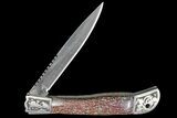 Pocketknife With Fossil Dinosaur Bone (Gembone) Inlays #136586-2